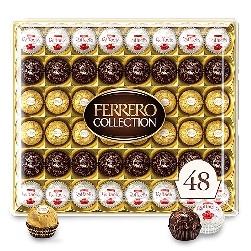 Ferrero Collection, 48 Count, Premium Gourmet Assorted Hazelnut Milk Chocolate, Dark Chocolate and Coconut, 18.2 oz