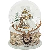 Roman Deer Family Musical Christmas Glitterdome 100mm