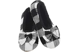 Snoozies Buffalo Plaid Ballet Slippers for Women Indoor, Ballerina Slipper Socks Non-Skid, Ballet House Slippers for Women