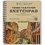 Toned Tan Sketch Book - 9x12 Inches 70 Sheets (107 lb/175gsm) Fine Tooth Spiral Bound Drawing Paper Pad for Kids and Adults