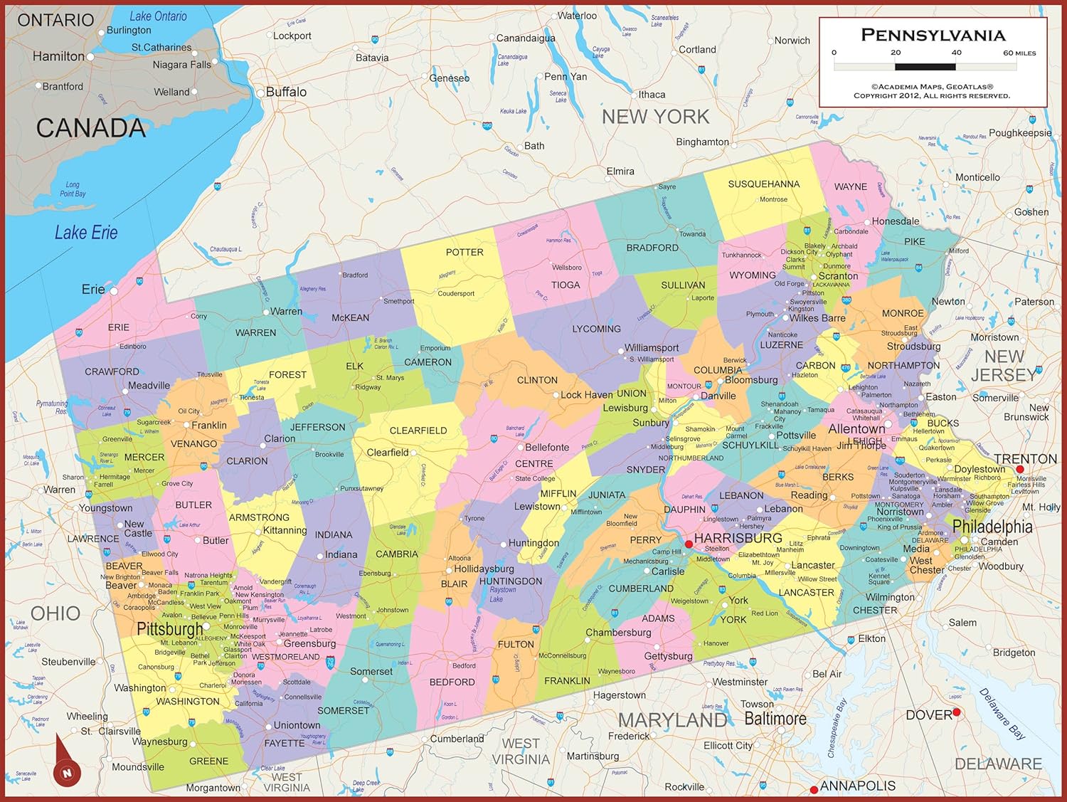 Printable Pa County Map