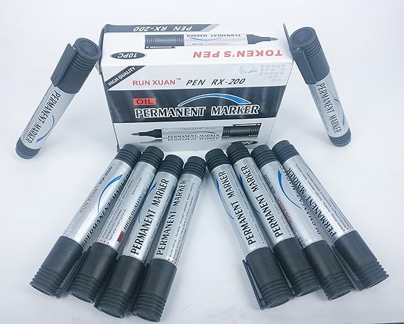 GOYAL Black oil permanent marker Pen ( pack of 10 pens)
