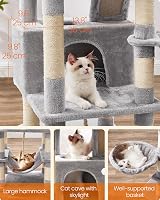 Feandrea Cat Tree 168 cm Large Tower 13 Scratching Posts 2 Caves Hammock view 5