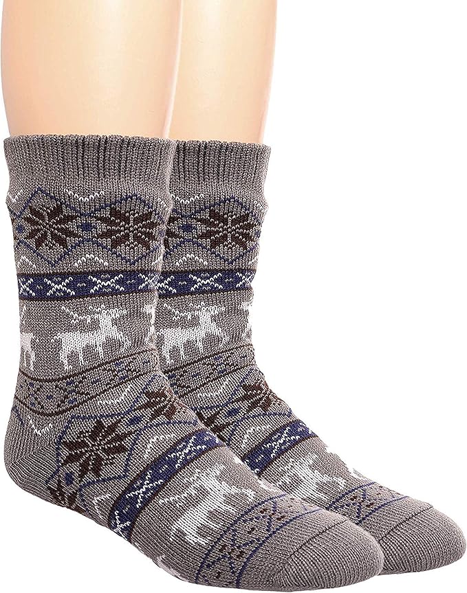 Mens Fuzzy Slipper Socks Warm Thick Heavy Fleece lined Christmas