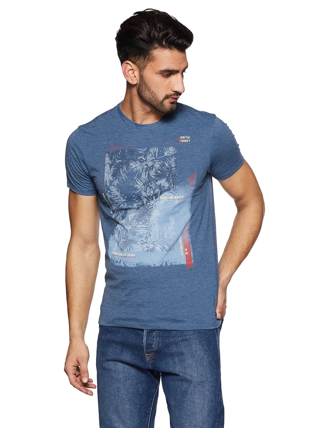 peter england men's solid slim fit t-shirt