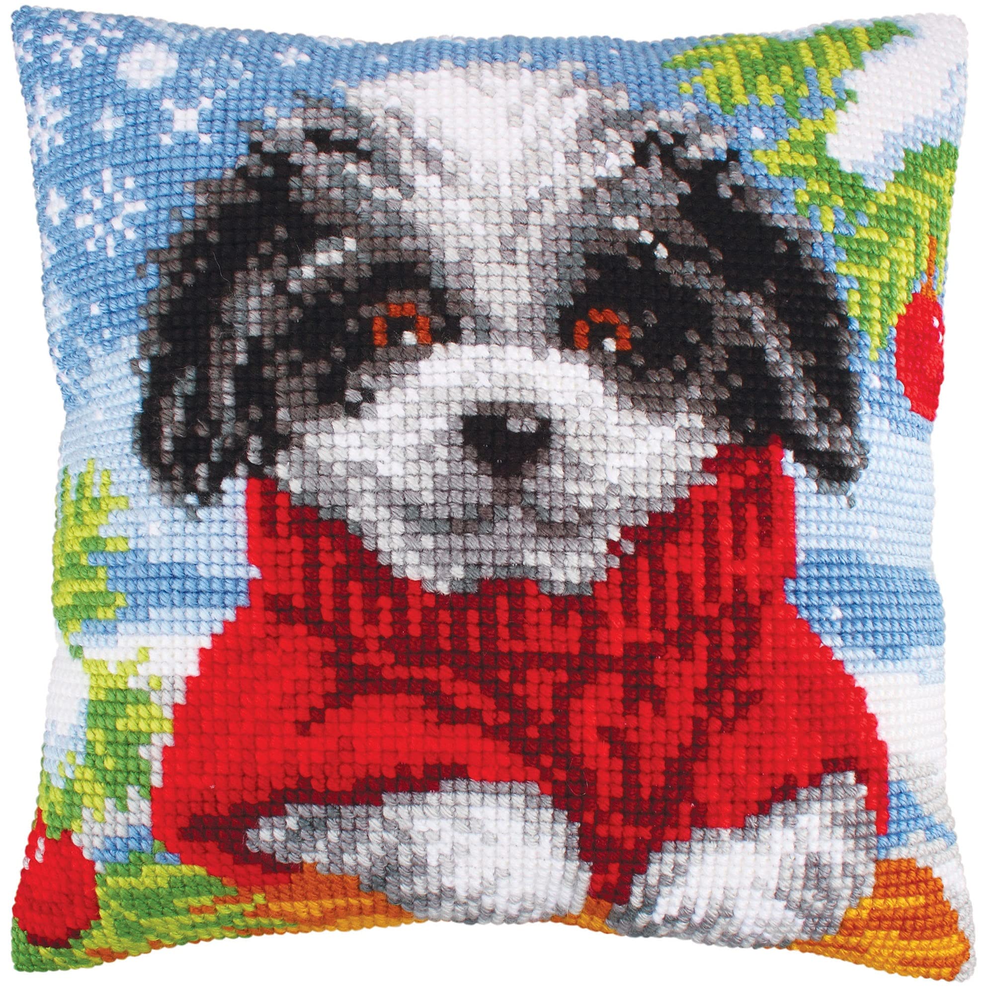 Collection D'Art Wolly Winter 5249 Cross Stitch Cushion, Cotton, Multi-Colour, 40 x 40 cm