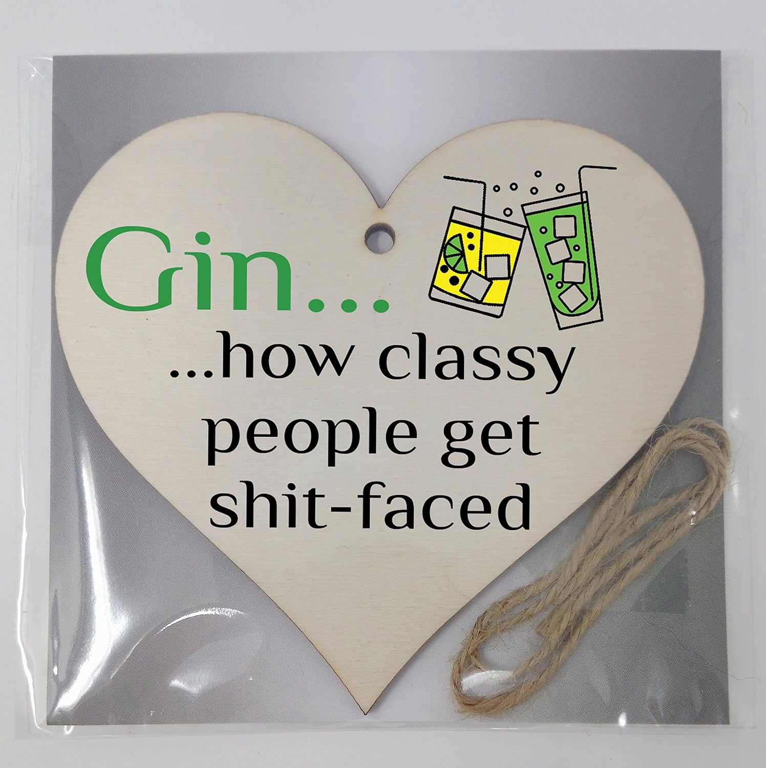 Handmade Wooden Hanging Heart Plaque Gift Perfect for Gin Lovers Novelty Funny Keepsake, Multicolor, 10 x 9.5 cm - Image 5