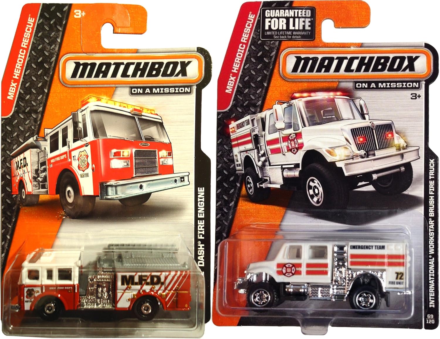Fire Fire Truck Matchbox Rescue 2 PK Brushfire #69 & Pierce Dash Fire Engine #79 MBX Heroic Rescue Series