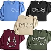 Custom Dog Mom Shirt for Women Pet Ears Sweatshirt with Name Unique Puppy Line Art Cute Dad Hoodie for DogDad Owner Lover