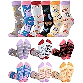 ShinyMatch 6 Pairs Funny Cat Socks for Women Novelty Stocking Animal Crew Socks for Cat Lovers Mom Gifts