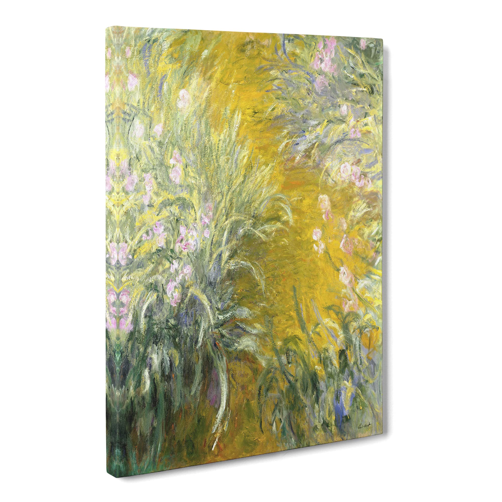 The Path Through The Irises By Claude Monet Canvas Print | Gallery Wrapped 30mm Frame Wall Art | 20x14 inches | Ready to Hang | Impressionist Landscape Picture | Living Room Bedroom Lounge Office