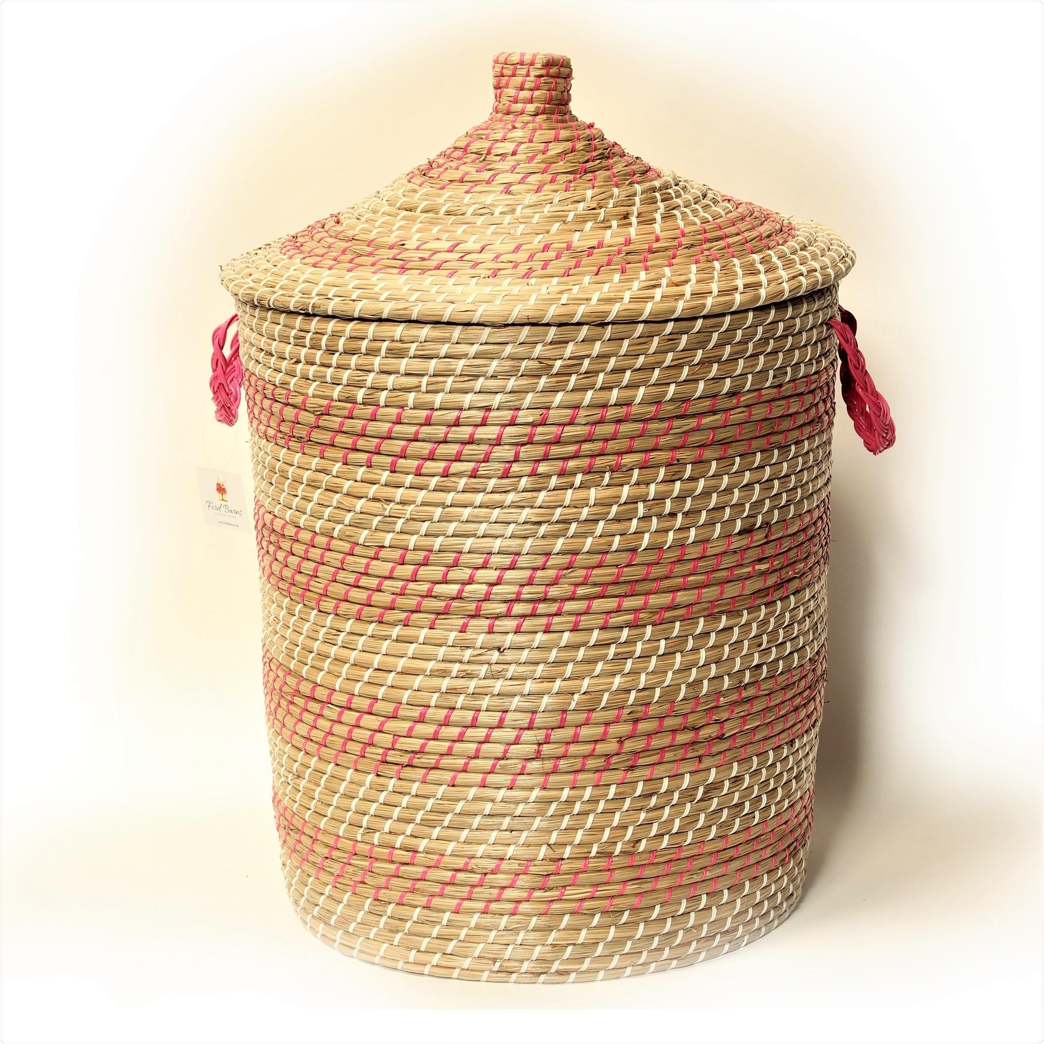 Ford Barns Ali Baba Laundry Storage Basket Pink And White (Extra Large)