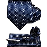 JEMYGINS Mens Tie and Pocket Square,Lapel Pin,Cufflinks,Tie Clip Sets with Gift Box 5PCS