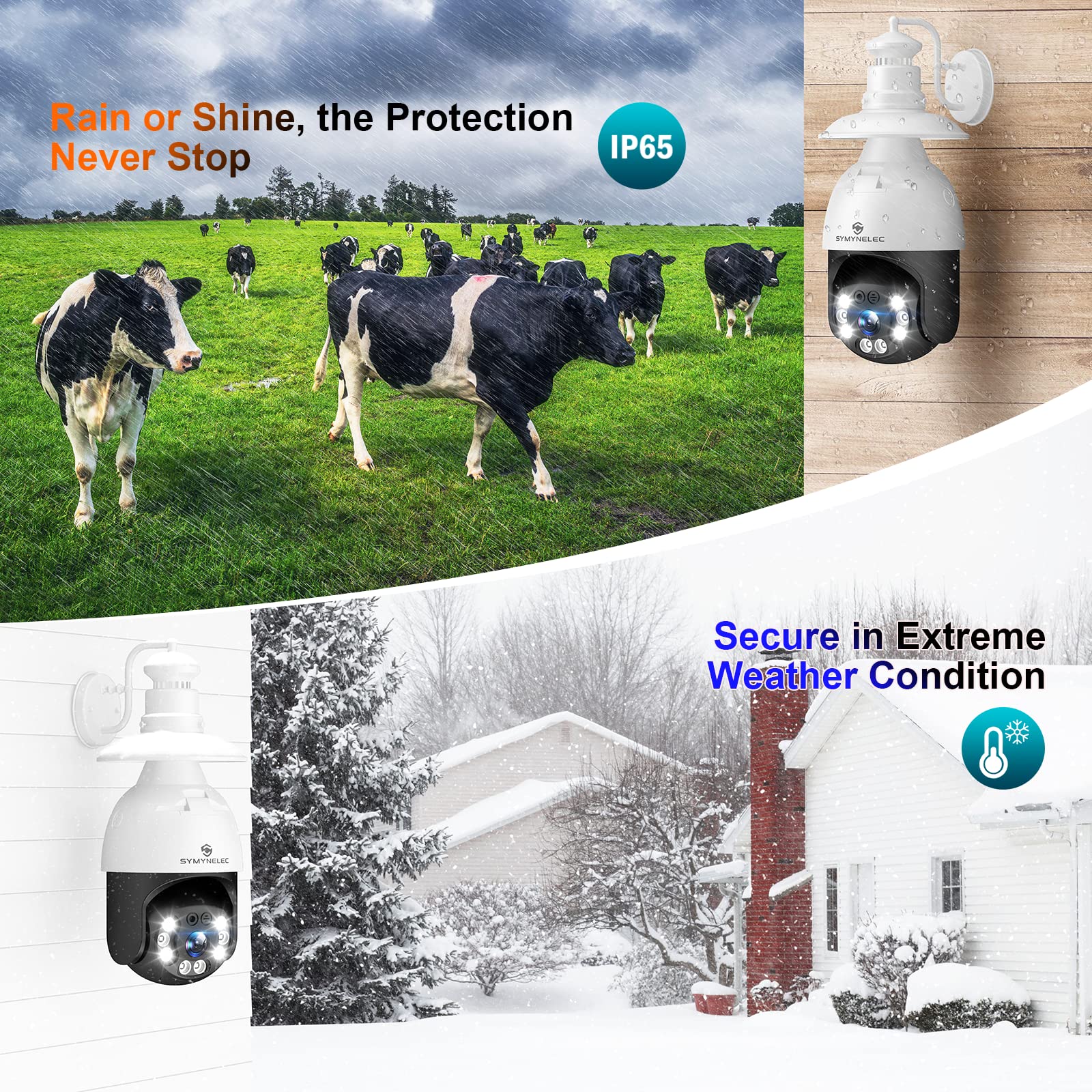SYMYNELEC Light Bulb Security Camera Outdoor Waterproof 2.5K, 2.4GHz Wireless WiFi Light Socket Security Cam with AI Human Motion Detection Tracking Color Night Vision Works with Alexa Google (2 PCS)