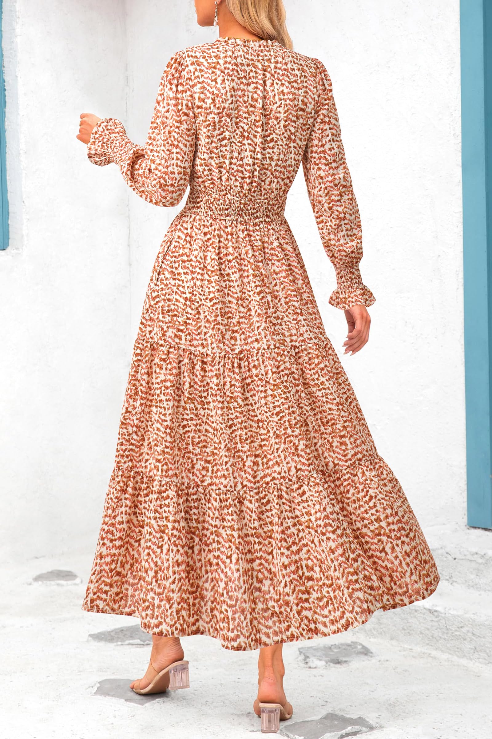 PRETTYGARDEN Women's Floral Maxi Dress 2025 Fall Long Sleeve V Neck Casual A Line Long Flowy Boho Party Dresses