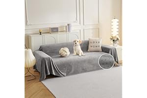 MYSKY HOME Couch Cover Sofa Cover for 3 Cushion Couch, Dog Couch Covers for Sectional Sofa Covers, Non Slip Furniture Protector Sofa Covers Washable Sofa Towel for Pet Cat Dog, 91" x 134", Grey