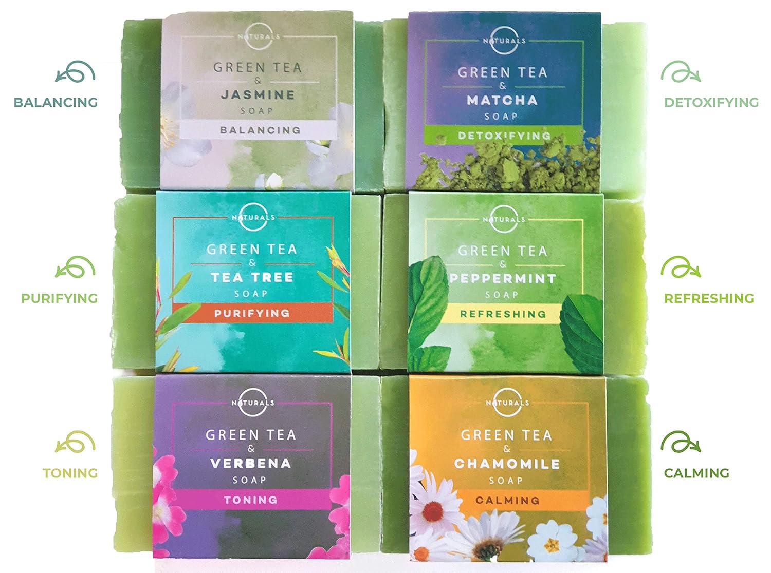 O Naturals 6-Piece Green Tea Bar Soap Collection. Moisturizing Cleansing Body Soap. Aromatherapy Antioxidant Herbal Soap Triple Milled Vegan Organic Ingredients Shea Butter Enriched. Men & Women 4oz : Beauty