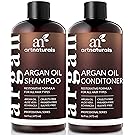 Art Naturals Organic Moroccan Argan Oil Shampoo and Conditioner Set (2 x 16 Oz) - Sulfate Free - Volumizing & Moisturizing, Gentle on Curly & Color Treated Hair,For Men & Women Infused with Keratin