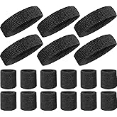 18 Pieces Sweatband Set Headband Wristband Set Sports Sweatbands Set Striped Sweatband Set 80s Sweatbands 90s Headband 70s Headband for Women