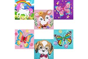 QEUOYSS 5D Diamond Art Kits for Kids Beginners Easy Kits Arts and Crafts for Kids Ages 8-12 Diamond Art Craft Set for Home Wall Decor (6 Pack F)