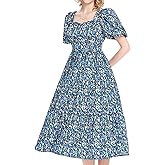 Women’s Bohemian Flora Summer Beach Vacation Dress, Casual Long Flowy Dress for Outdoor Parties