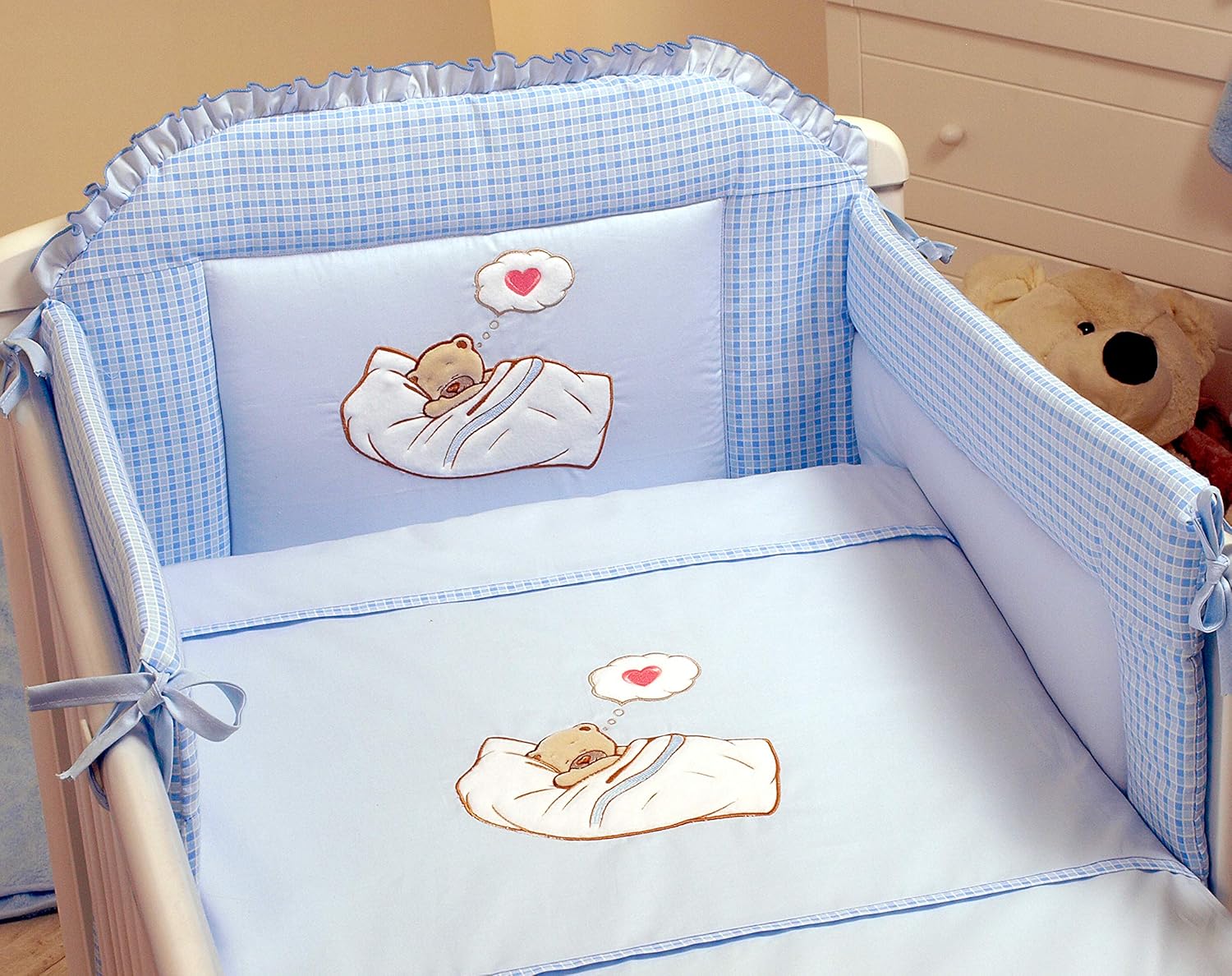 baby blue cot bed bedding