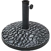 Sunnydaze 23lb Polyresin Patio Umbrella Base - Heavy-Duty Round Resin Outdoor Market Umbrella Stand for Outside - 18-Inch - Gray - Pebble Texture