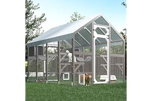 MAGAZOOPET Extra Large Catio Outdoor Cat Enclosure Waterproof, Walk-in Outdoor Pet House for Multiple Cats, Catio Cat Run Cage with Bridges, Weatherproof Full Cover, 8 Platforms, 2 Resting Box