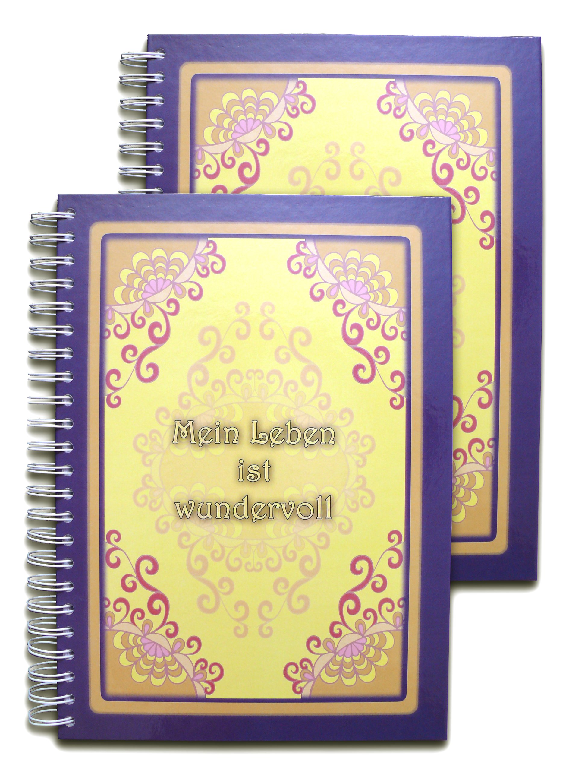 Write Change Spiral Block Hard Protective Cover Blue, A4, 150 Sheet=300 Pages, Coated On Both Sides Lined, 80 G/Qm, Notepad, Diary, Writing Pad with Affirmation: MY Life Is Wonderful - 2S-Set