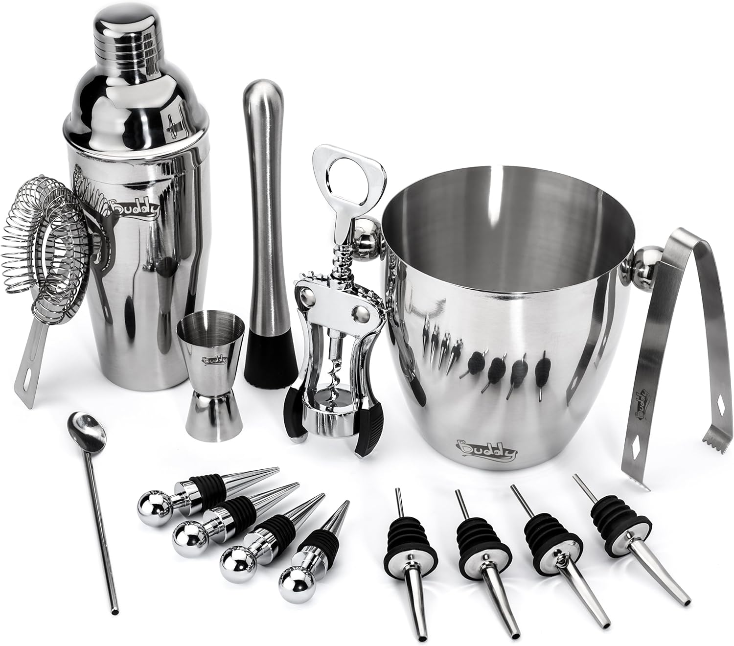 Buddy 16Piece Stainless Steel Wine and Cocktail Bar Set Bar Kit
