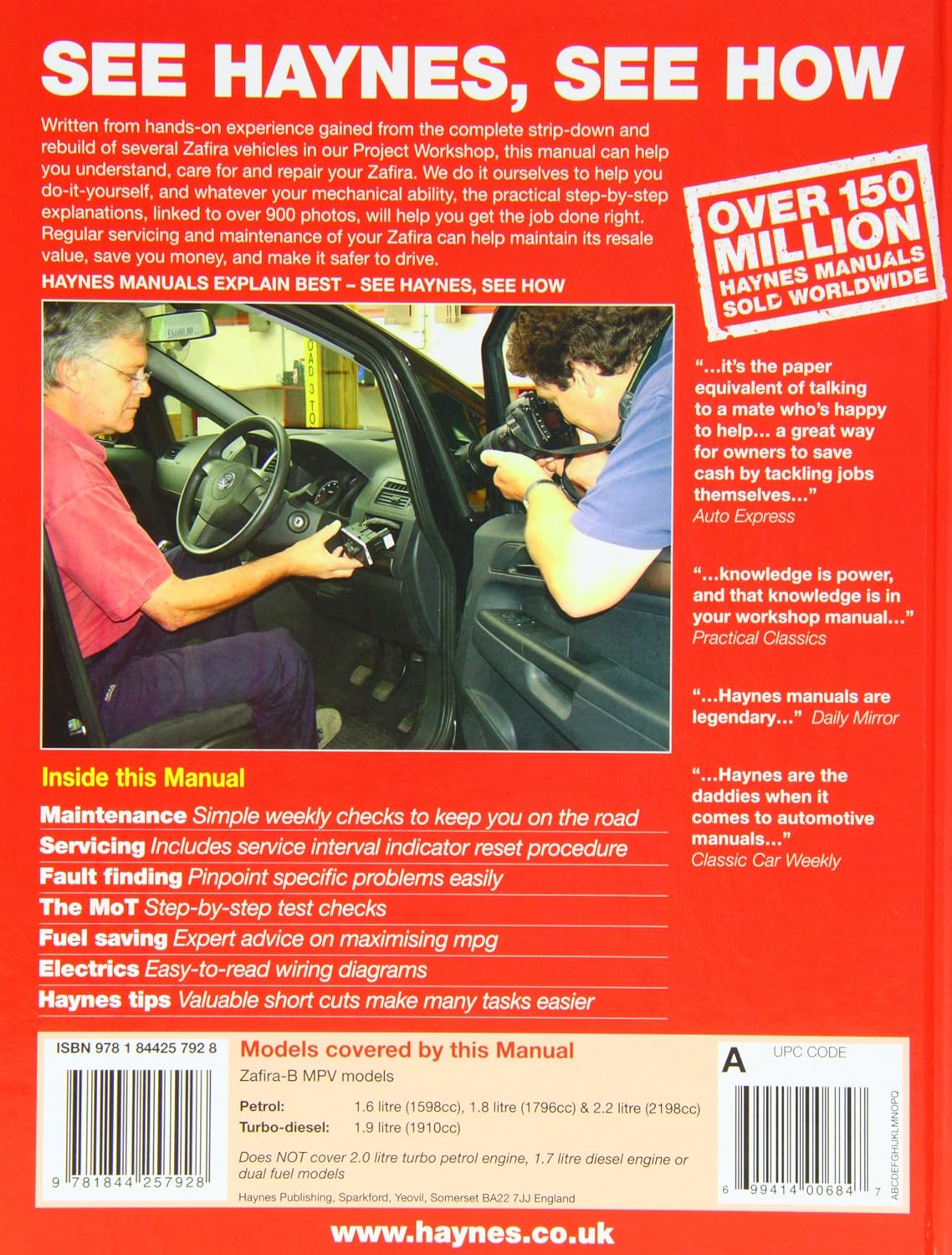 Vauxhall/Opel Zafira Petrol and Diesel Service and Repair Manual: 2005 to  2009 (Haynes Service and Repair Manuals): John S. Mead: Amazon.co.uk: Car &  ...