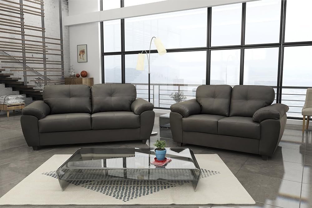 Sofas and More Carlos 3+2 Seater Sofa Set Black or Brown Faux Leather