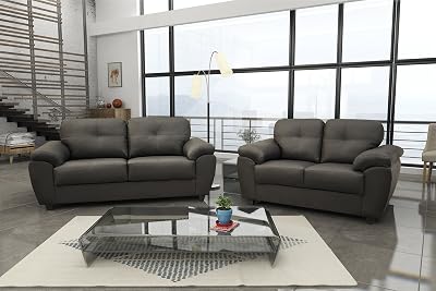 Sofas and More Carlos 3+2 Seater Sofa Set Black or Brown Faux Leather