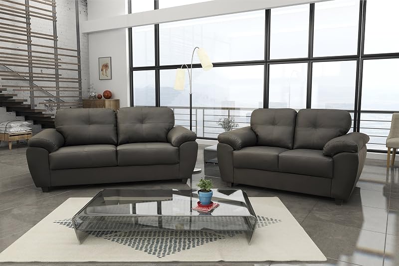 Sofas and More Carlos 3+2 Seater Sofa Set Black or Brown Faux Leather