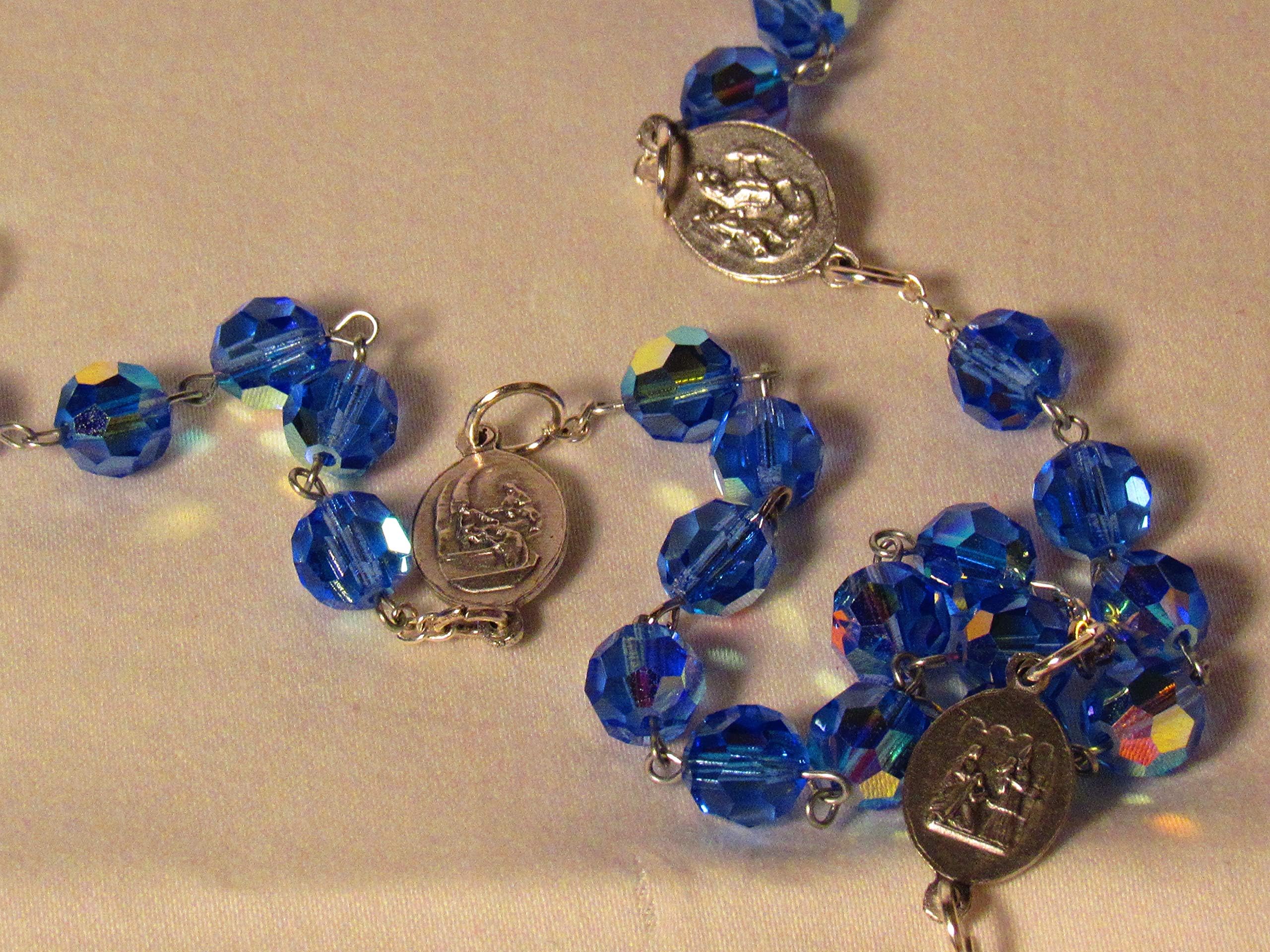 Mistikal Rose 7 Sorrows Sapphire & Ruby Czech Glass Rosary