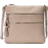 Solene Small Multi Zipper Pocket Crossbody Bag with Adjustable Strap, Lightweight Travel Purse, Daily Small Messenger Pouch