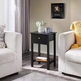 Yaheetech Black Bedside Tables 2pc Nightstand 30x40x61cm with Drawer view 7