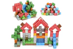 ENSCCANT 102PCS Magnetic Blocks World Set for Boys & Girls - Pixel Magnet Building Blocks Forest for Kids Age 3+ Education Sensory Games - Construction Toys Birthday