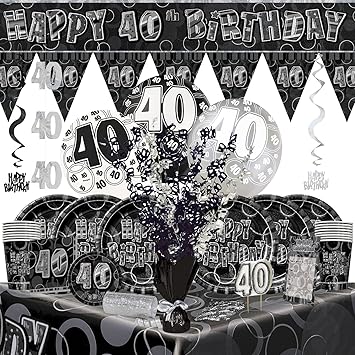 Party Showroom Kit Complet De Decoration De Fete Pour Anniversaire 40 Ans Argentee Et Noire Amazon Fr Jeux Et Jouets Party Showroom Kit Complet De Decoration De Fete Pour Anniversaire 40 Ans Argentee Et Noire Amazon Fr Jeux Et Jouets