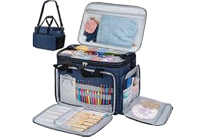 PAVILIA Knitting Bag Yarn Storage Tote, Large Crochet Organizer Bag, Yarn Storage Holder for Crocheting Knitter, Knitting Pro