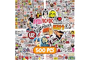 MAROLAK 500 PCS Rock Band Stickers Pack Colorful VSCO Waterproof Stickers, Cute Aesthetic Stickers. Water Bottle, Laptop, Phone, Skateboard Stickers for Girls - Boys - Adults -Teens .., Vinyl Sticker