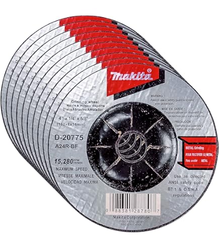 Meules Pour INOX Makita A-95962-25 (lot De 25) - 5 X 1/4 X 7/8 Pouces, Grain 36