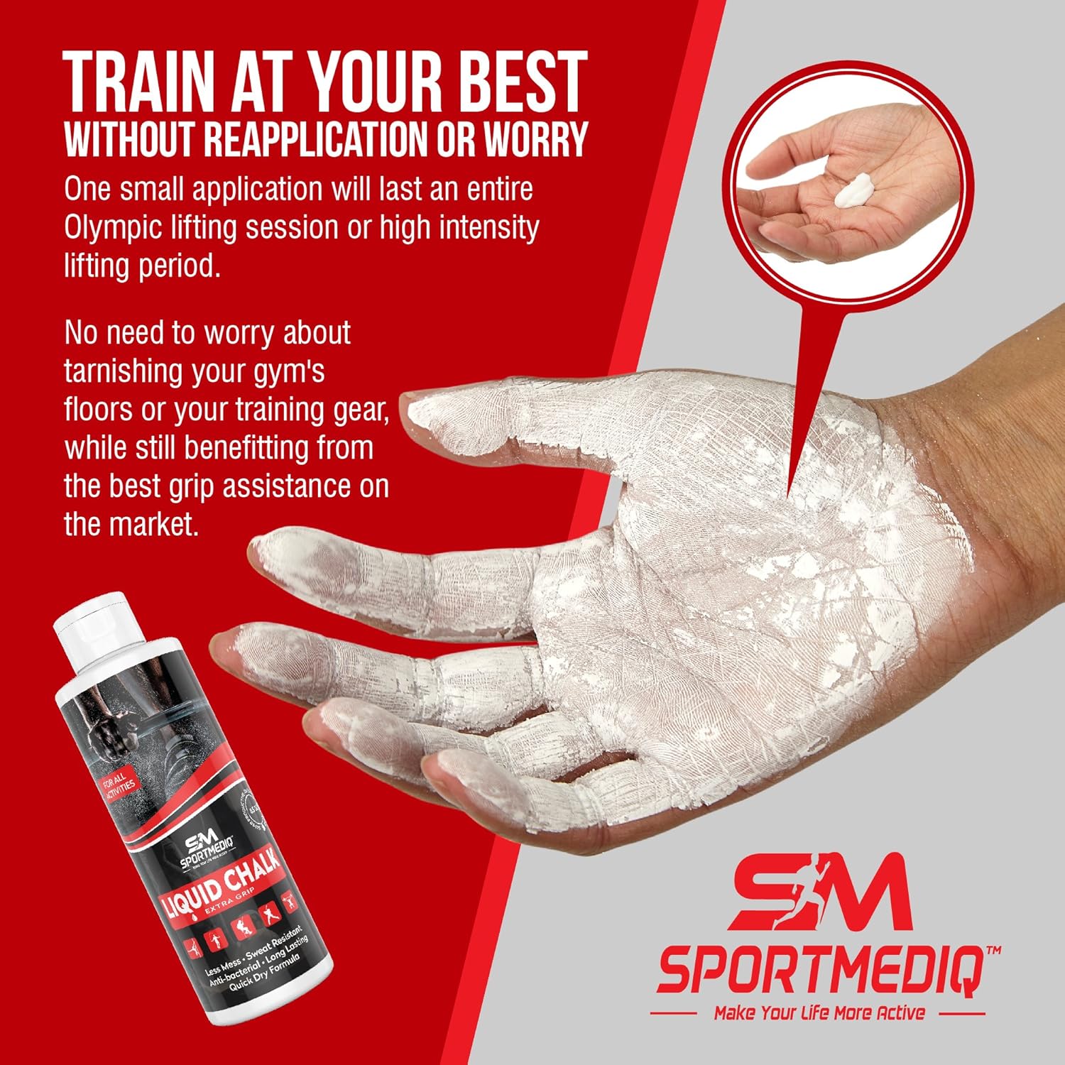 SPORTMEDIQ Pro Grade Liquid Chalk – Mess Free Professional Hand Grip for Gym, Weightlifting, Rock Climbing, Gymnastics, Rock Climbing - Dries in Seconds - 8.5 Oz : Sports & Outdoors