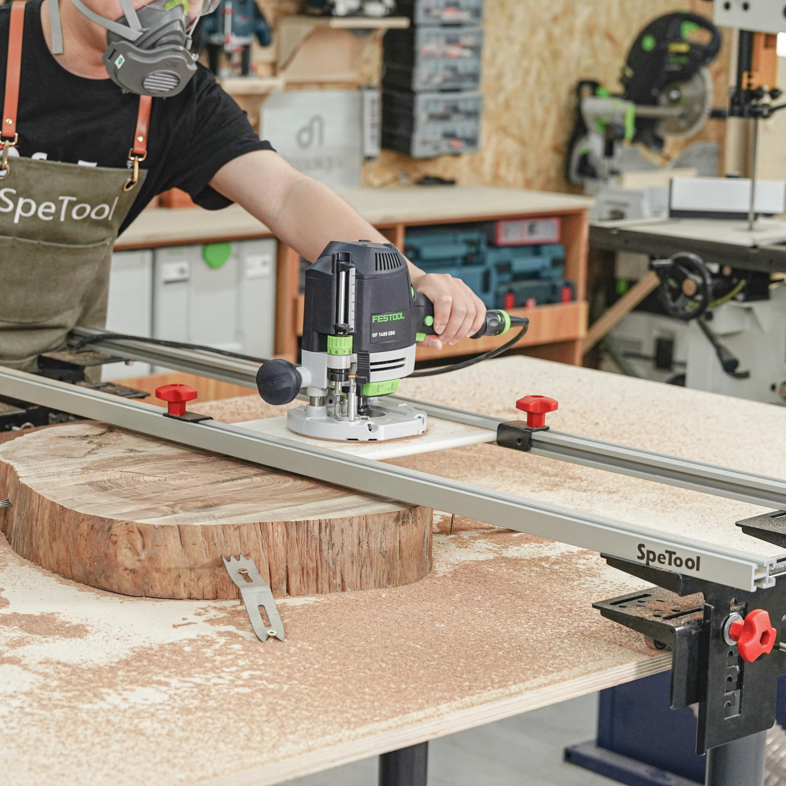 SpeTool Planfräsvorrichtung Planfräsen Vorrichtung Oberfräse Router Sled 3 Achsen Verstellbar Führungsschiene Oberfräse Planfräser für Holz von Holzplattenabflachung 7
