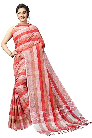 Womens Linen Saree With Blouse Piece (LinenBabitaVariation)