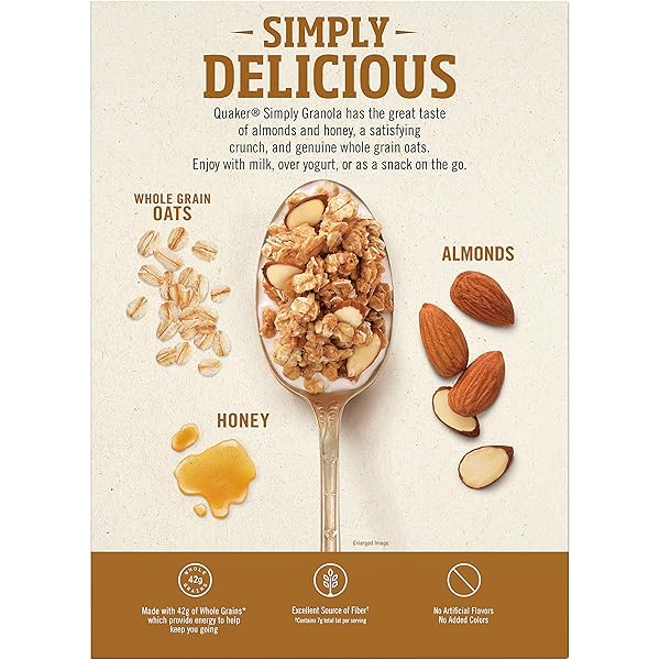 QUAKER SIMPLY GRANOLA, OATS, HONEY, & ALMONDS, 24.1OZ BOX