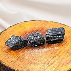 Black Tourmaline Crystals Rough Stone in