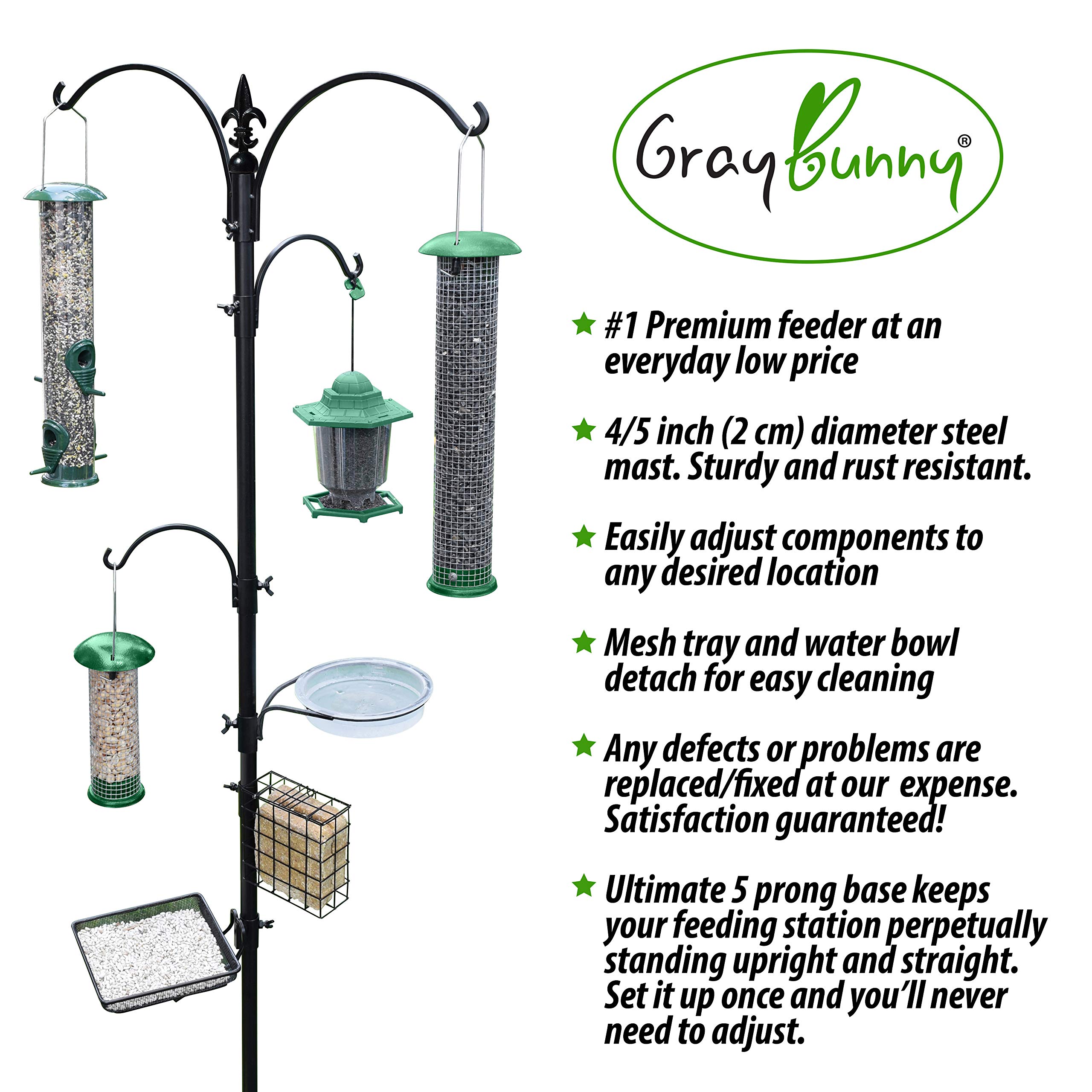 GrayBunny GB6844D Deluxe Premium Bird Feeding Station Kit, 22" Wide x