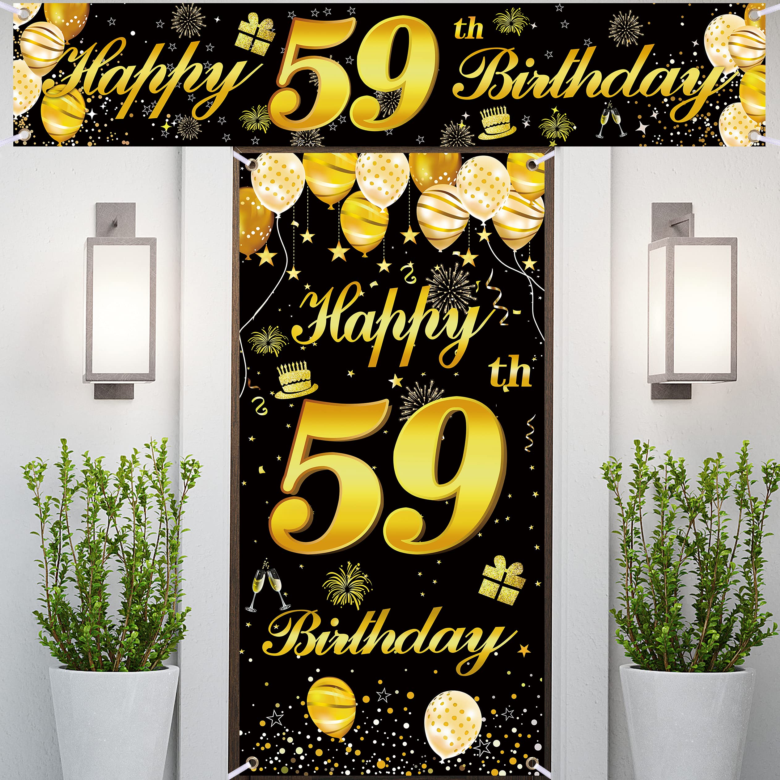 59th Happy Birthday Door Banner IMISI Birthday Decorations Birthday Backdrop Decorations for a Party