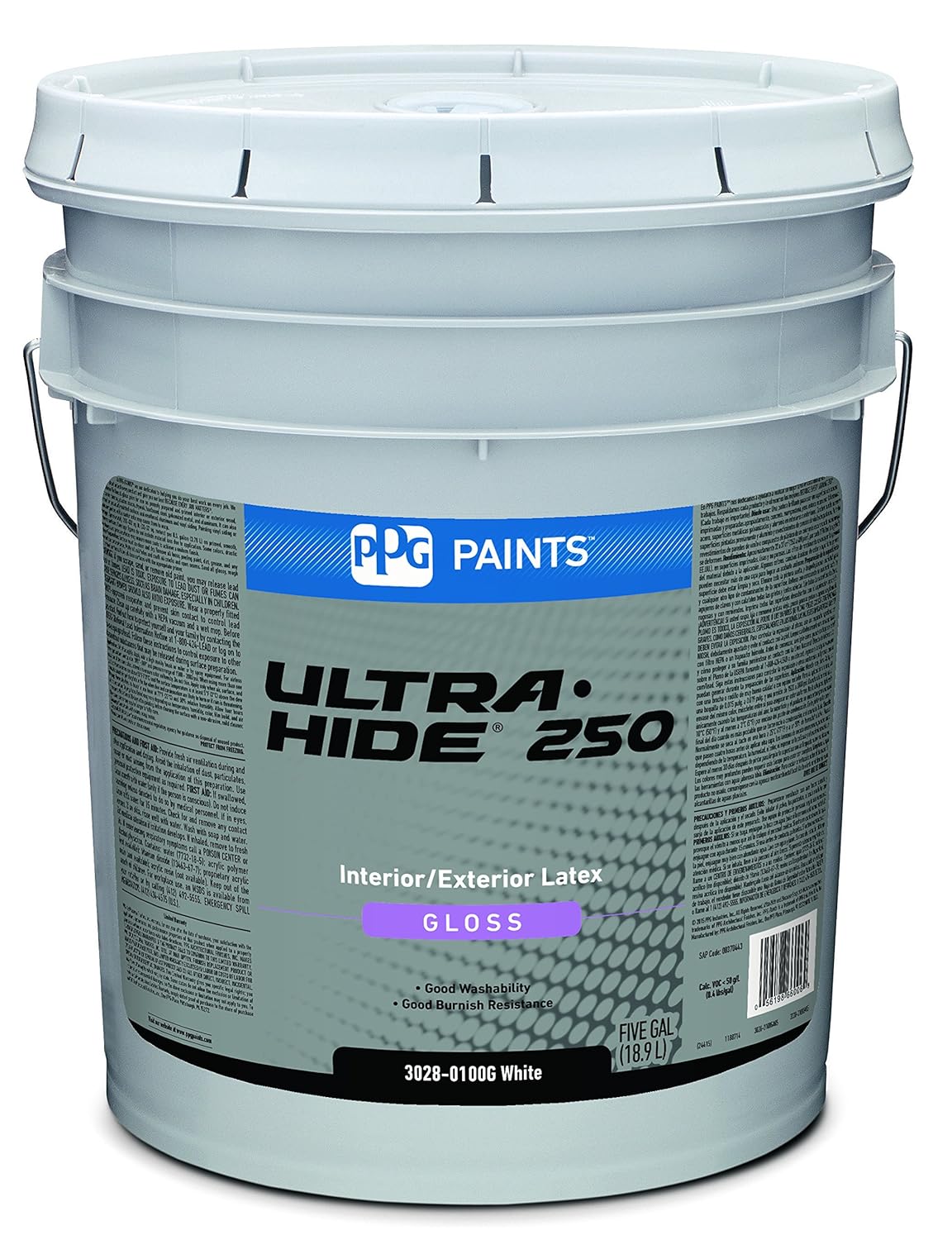 Latex Paint White Gloss 5 Gal Ultra Hide 250 Interior Paints For